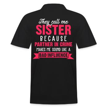 Schwester - Männer Poloshirt - Schwarz - Hinten - Kai (181cm)