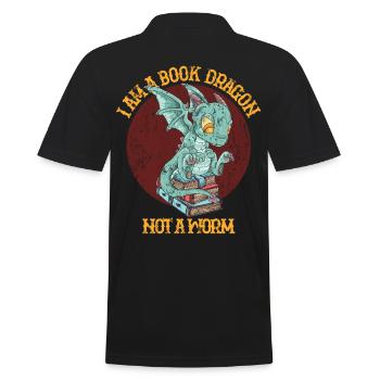 Lesen Drache Bücher Lernen Geschichte Geschenk - Männer Poloshirt - Schwarz - Hinten - Kai (181cm)
