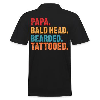 Papa Glatze Bart Tattoo Geschenk - Männer Poloshirt - Schwarz - Hinten - Kai (181cm)