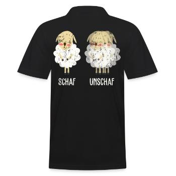 Schaf Unschaf retro - Männer Poloshirt - Schwarz - Hinten - Kai (181cm)