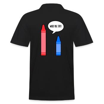 Wachsmalstift FLACHWITZ Wachs mal Stift - Männer Poloshirt - Schwarz - Hinten - Kai (181cm)