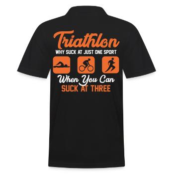 Triathlon Sport - Männer Poloshirt - Schwarz - Hinten - Kai (181cm)