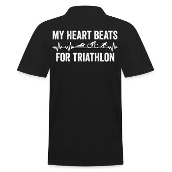 Triathlon Herzschlag - Männer Poloshirt - Schwarz - Hinten - Kai (181cm)