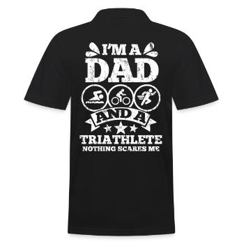 Triathlon Papa Vater - Männer Poloshirt - Schwarz - Hinten - Kai (181cm)