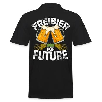 Fridays for Future Parodie / Freibier for future - Männer Poloshirt - Schwarz - Hinten - Kai (181cm)