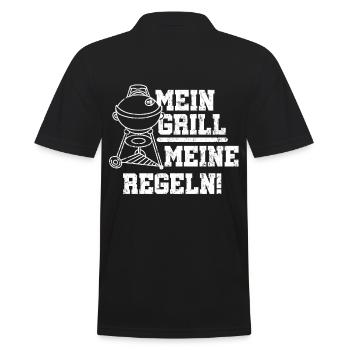 Mein Grill Meine Regeln - Männer Poloshirt - Schwarz - Hinten - Kai (181cm)