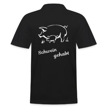 Schwein gehabt | Glück Geschenk - Männer Poloshirt - Schwarz - Hinten - Kai (181cm)
