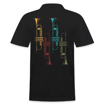 Trompete Retro Geschenk - Männer Poloshirt - Schwarz - Hinten - Kai (181cm)