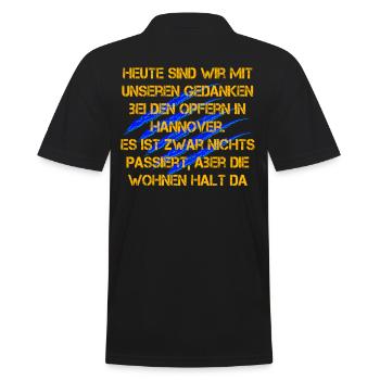 In Gedanken Bei Opfern In Hannover - Braunschweig - Männer Poloshirt - Schwarz - Hinten - Kai (181cm)