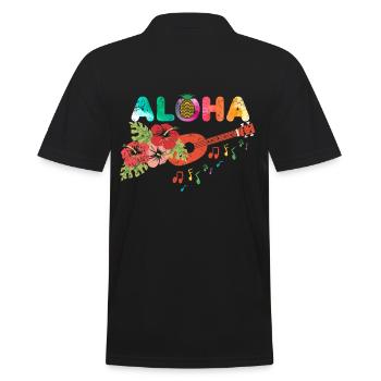 Ukulele Aloha Gitarre Hawaii Blumen Geschenk - Männer Poloshirt - Schwarz - Hinten - Kai (181cm)