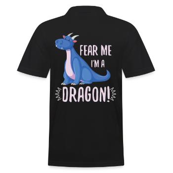 Niedlich befürchten Sie mich, den ich ein Drache-Fantasie-Liebhabergeschenk bin - Männer Poloshirt - Schwarz - Hinten - Kai (181cm)