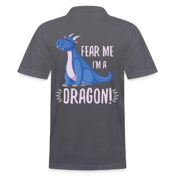 Niedlich befürchten Sie mich, den ich ein Drache-Fantasie-Liebhabergeschenk bin - Männer Poloshirt - Anthrazit - Hinten - Nico (186cm)