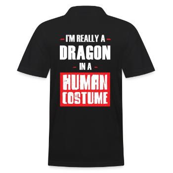 Lustiger Drache in einem menschlichen Kostüm-Fantasiegeschenk - Männer Poloshirt - Schwarz - Hinten - Kai (181cm)