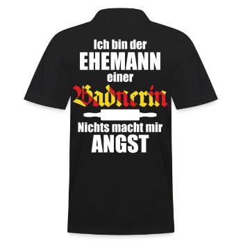Lustiger Spruch für Ehemänner | Baden Badenerin - Männer Poloshirt - Schwarz - Hinten - Kai (181cm)