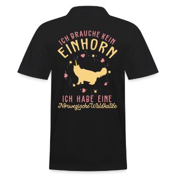 Norwegische Waldkatze Einhorn - Männer Poloshirt - Schwarz - Hinten - Kai (181cm)