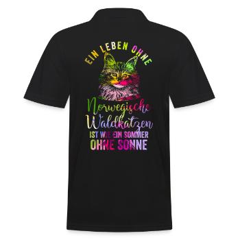 Norwegische Waldkatze Haustier - Männer Poloshirt - Schwarz - Hinten - Kai (181cm)