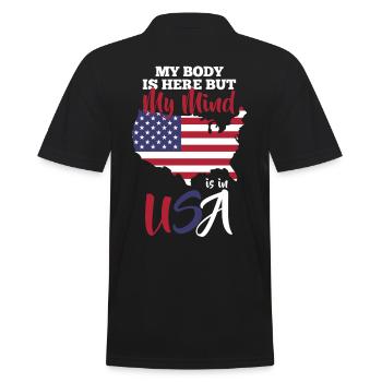 USA Reise - Männer Poloshirt - Schwarz - Hinten - Kai (181cm)