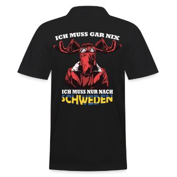 Schweden Urlaubs Shirt mit Schwedischen Elch Fahne - Männer Poloshirt - Schwarz - Hinten - Kai (181cm)