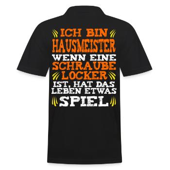 Hausmeister Hauswart Schraube locker Spruch - Männer Poloshirt - Schwarz - Hinten - Kai (181cm)