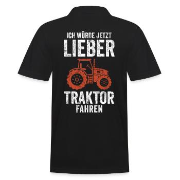 Traktor Ernte - Männer Poloshirt - Schwarz - Hinten - Kai (181cm)