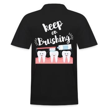 Cool Keep On Brushing Dentists gift - Men's Polo Shirt - black - Back - Kai (181cm)