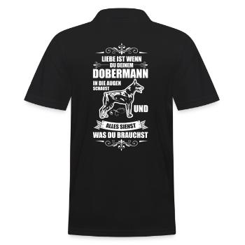 Dobermann Hund - Männer Poloshirt - Schwarz - Hinten - Kai (181cm)