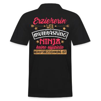 Erzieher Spielen - Männer Poloshirt - Schwarz - Hinten - Kai (181cm)