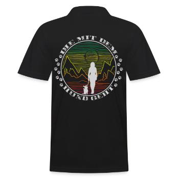 Die mit dem Hund geht Gassi gehen Hundehalterin - Männer Poloshirt - Schwarz - Hinten - Kai (181cm)