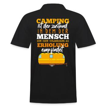 Camping Funny saying - Men's Polo Shirt - black - Back - Kai (181cm)