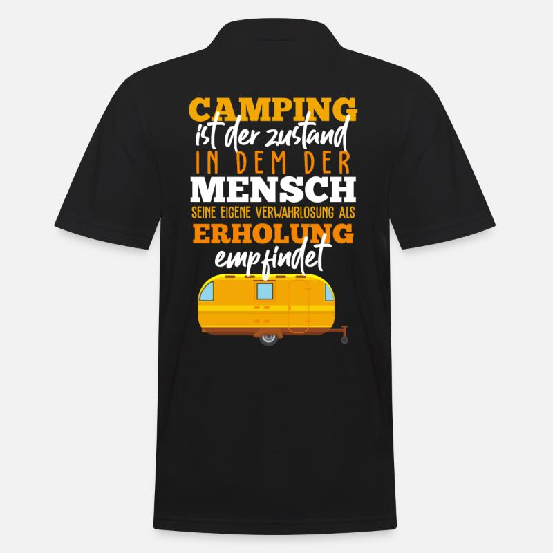 Camping Lustiger Spruch - Männer Poloshirt - Schwarz