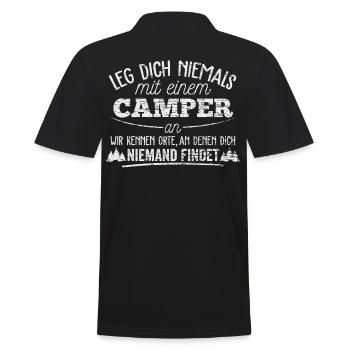 Camping - Männer Poloshirt - Schwarz - Hinten - Kai (181cm)