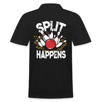 Strike Bowling Kegeln Shirt - Männer Poloshirt - Schwarz - Hinten - Kai (181cm)