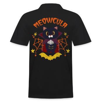 Halloween Vampir Katze Tier - Männer Poloshirt - Schwarz - Hinten - Kai (181cm)