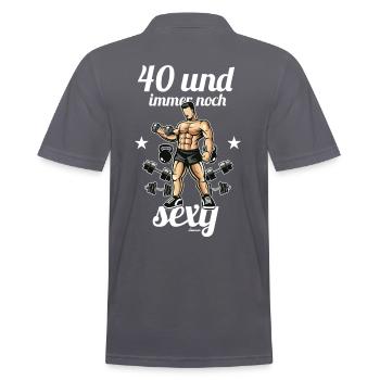 40. Geburtstag Kraftsportler Lustiger Spruch - Männer Poloshirt - Anthrazit - Hinten - Nico (186cm)