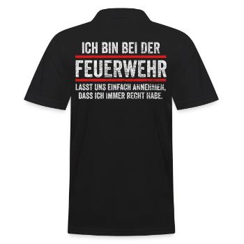 Feuerwehr Blaulicht - Männer Poloshirt - Schwarz - Hinten - Kai (181cm)