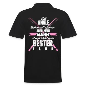 Angeln Frau - Männer Poloshirt - Schwarz - Hinten - Kai (181cm)