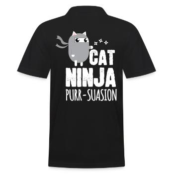Cadeau d'amusement drôle de chat Ninja Purr Suasion Ninja - Polo Homme - noir - Dos - Kai (181cm)