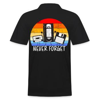Vintage Kassette Diskette VHS Never Forget - Männer Poloshirt - Schwarz - Hinten - Kai (181cm)