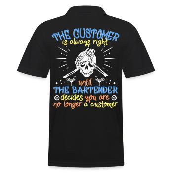 Kellner Kellnerin Barmann Barfrau Barkeeper Shirt - Männer Poloshirt - Schwarz - Hinten - Kai (181cm)