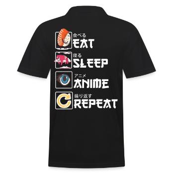 Anime Shirt - Männer Poloshirt - Schwarz - Hinten - Kai (181cm)