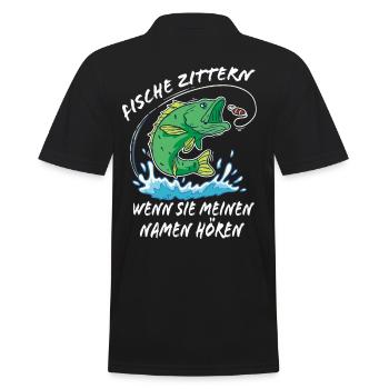 Lustiges Fischer Geschenk für Angler - Männer Poloshirt - Schwarz - Hinten - Kai (181cm)