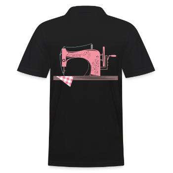 Nähmaschine Sticken und Nähen - Männer Poloshirt - Schwarz - Hinten - Kai (181cm)