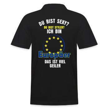 Europäer Europa - Männer Poloshirt - Schwarz - Hinten - Kai (181cm)