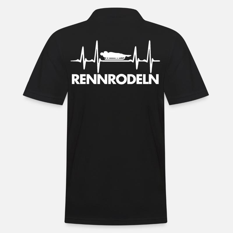 Rennrodeln - Männer Poloshirt - Schwarz