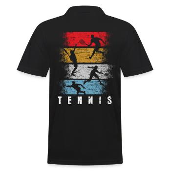Tennis Retro Sport Ball Geschenk - Männer Poloshirt - Schwarz - Hinten - Kai (181cm)