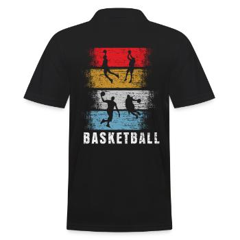Basketball Retro Sport Geschenk - Männer Poloshirt - Schwarz - Hinten - Kai (181cm)