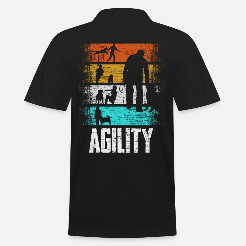 Agility Retro Hundeturnier Geschenk - Männer Poloshirt - Schwarz