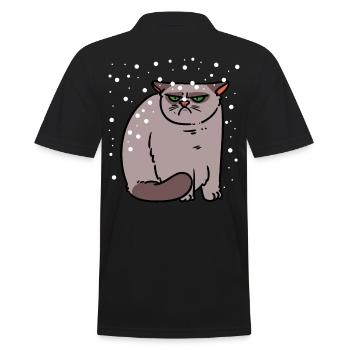 Grimmige Katze in Schnee Winter kalt Xmas Kind - Männer Poloshirt - Schwarz - Hinten - Kai (181cm)