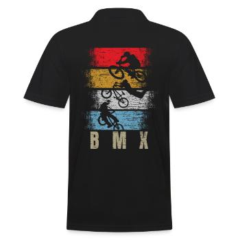 BMX Rad Fahrrad Retro Geschenk - Männer Poloshirt - Schwarz - Hinten - Kai (181cm)