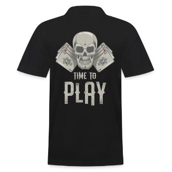 Cool Time To Play Cards Skull Card Players gift - Men's Polo Shirt - black - Back - Kai (181cm)